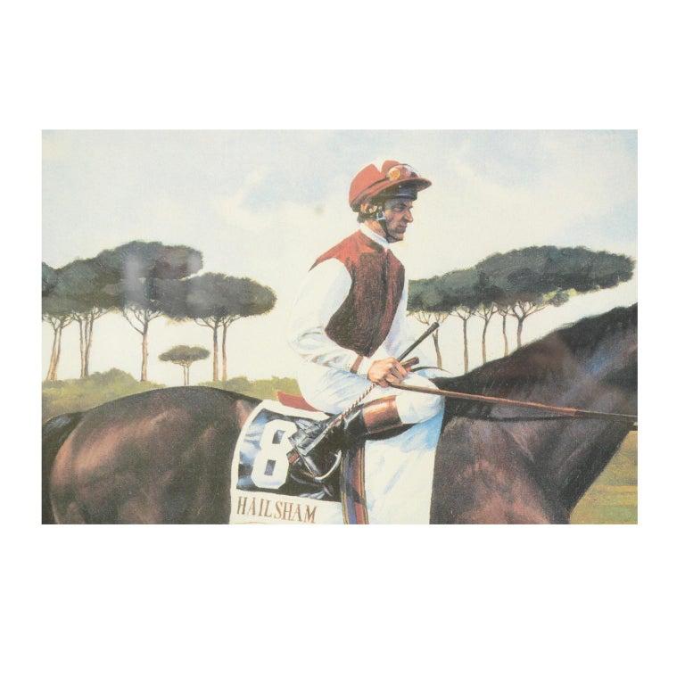 Lithographie, die den Pferdegewinner des italienischen Derbys 1991 darstellt im Angebot 1