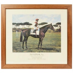 Lithographie, die den Pferdegewinner des italienischen Derbys 1991 darstellt