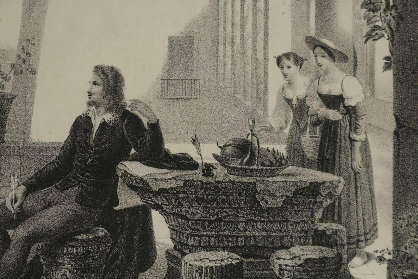 Lithographie-Gravur des Hause de Tasso Torquato (Italienisch) im Angebot