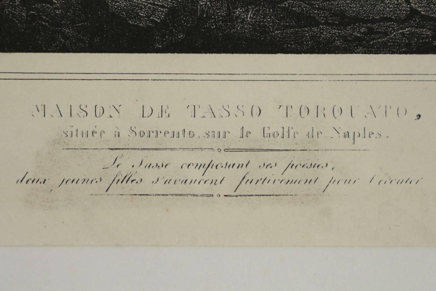 Lithograph Engraving of House de Tasso Torquato In Good Condition For Sale In Saint-Ouen, FR