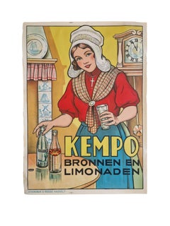 Lithograph for Kempo sodas by E Roose, Belgium 1930s