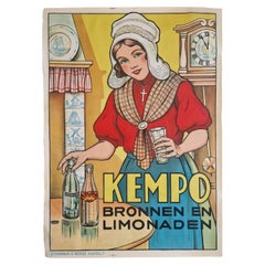 Lithograph for Kempo sodas by E Roose, Belgium 1930s