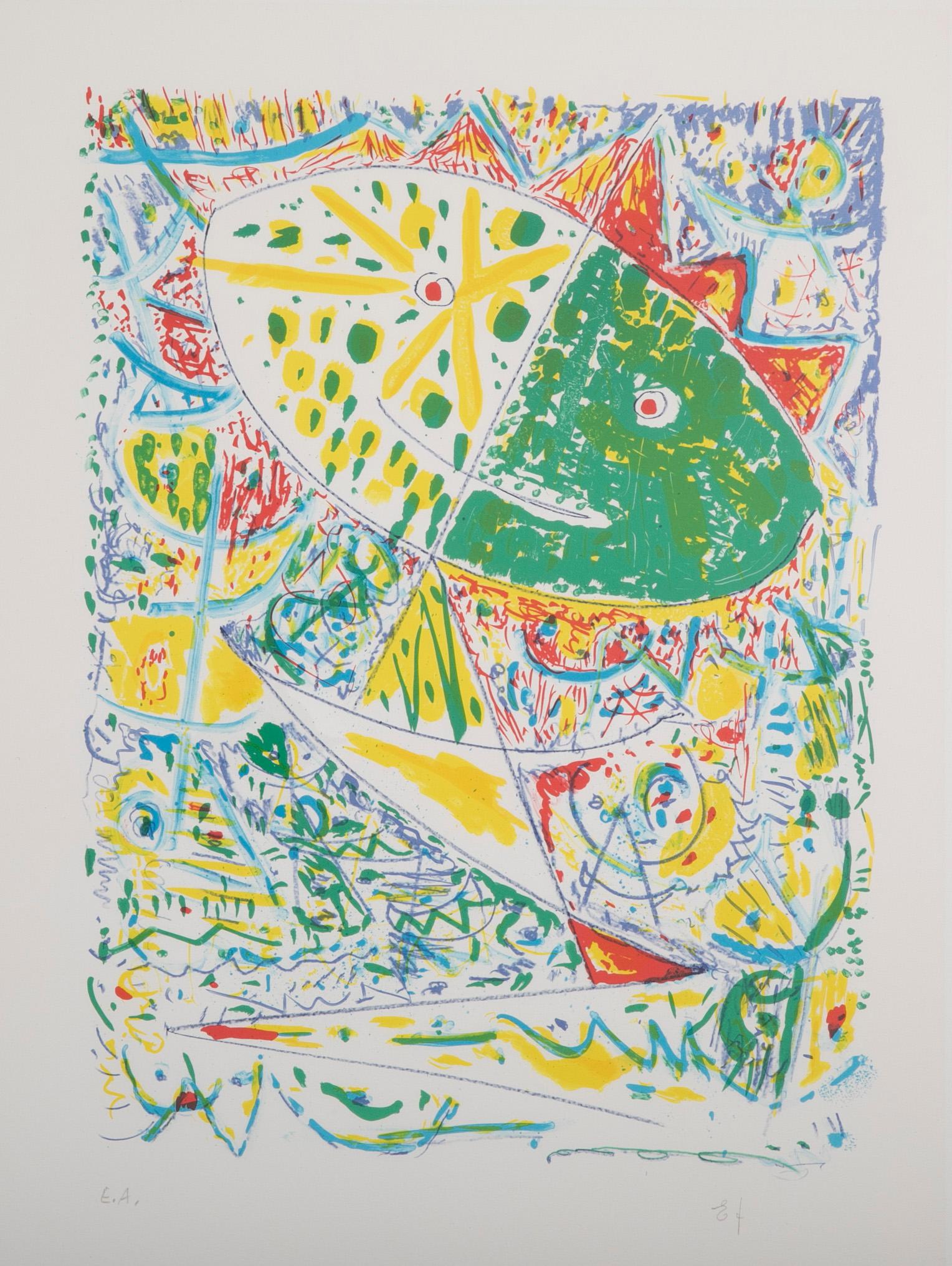 Lithographie in Farben, Komposition von Egill Jacobsen (Moderne) im Angebot