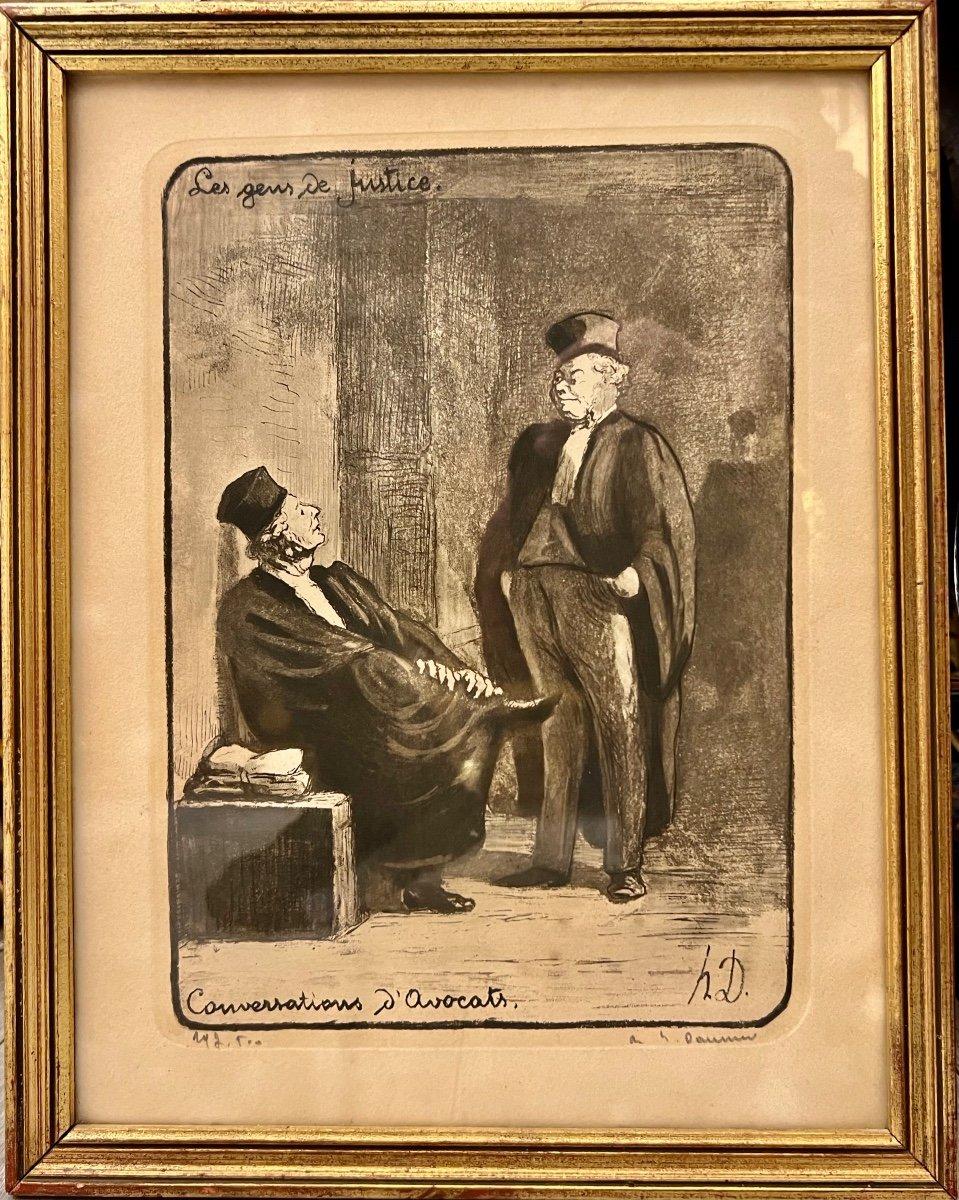 Lithographie „Lawyers' Conversations“ von Honore Daumier (1808-1879), signiert. im Zustand „Gut“ im Angebot in NICE, FR