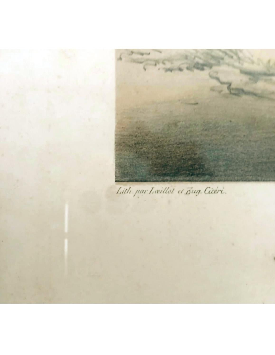 Lithographie Le Poney d'après Alfred de Dreux, colorée par Loeillot et Ciceri vers 1840 Bon état - En vente à TEYJAT, FR