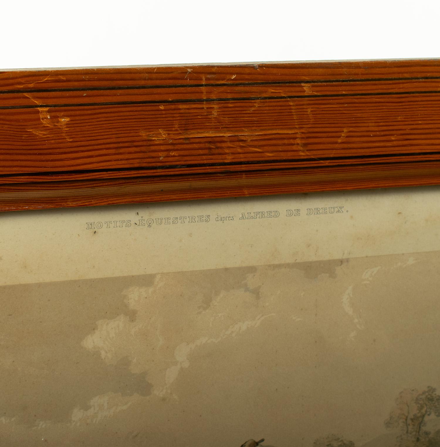 Papier Lithographie Le Poney d'après Alfred de Dreux, colorée par Loeillot et Ciceri vers 1840 en vente