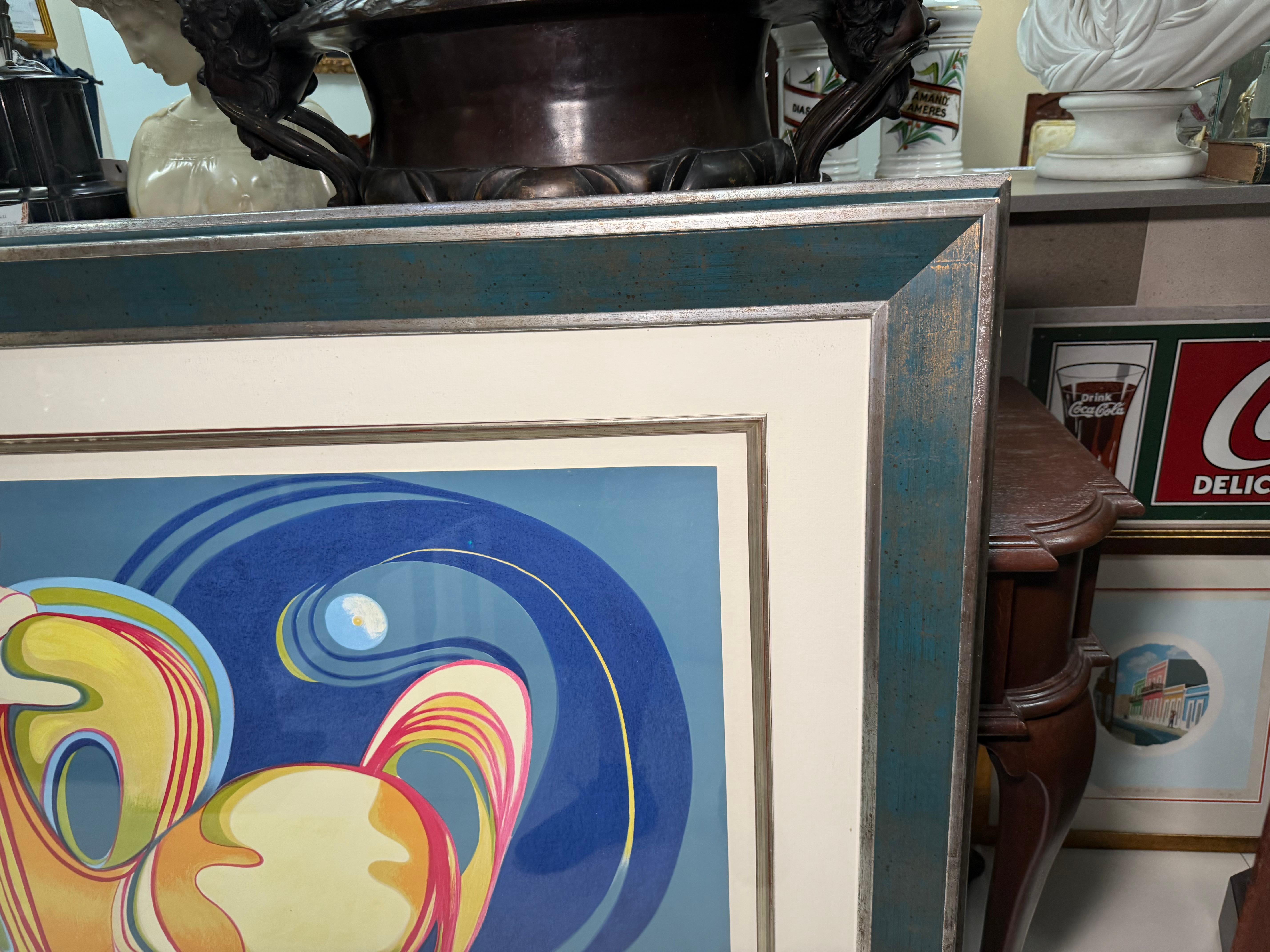 Lithographie eines Jockeys mit seinem Mond von Augusto Marin im Zustand „Gut“ im Angebot in Guaynabo, PR