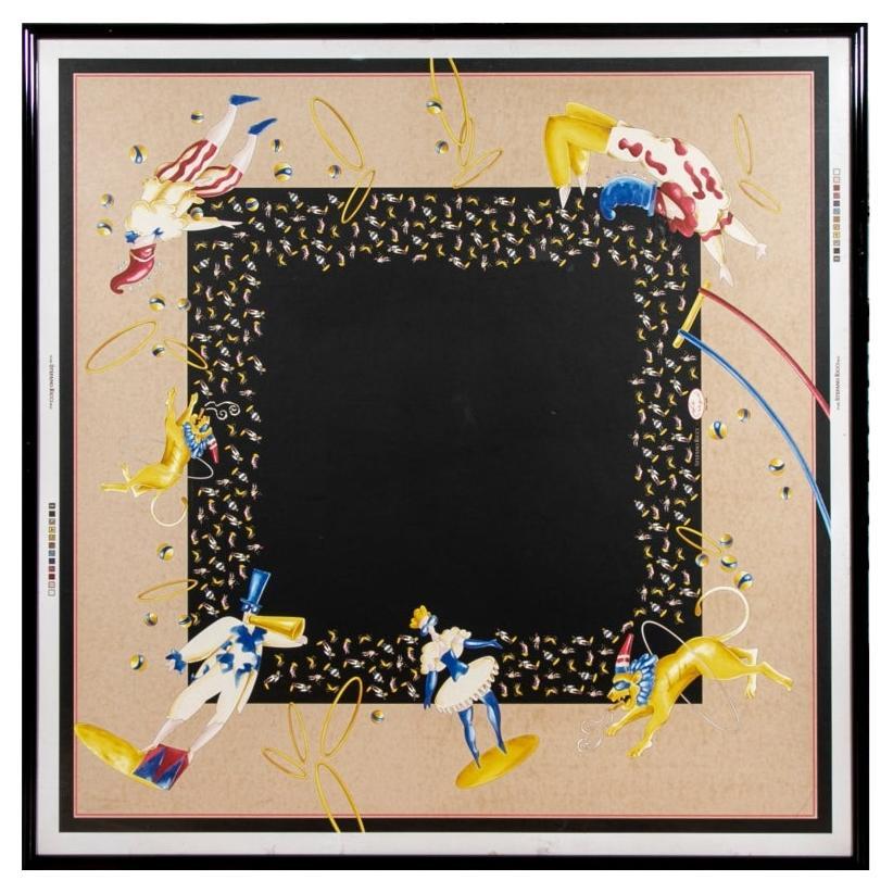 Lithograph Of A Stefano Ricci Rendering For A Scarf Production With Le Cirque De For Sale