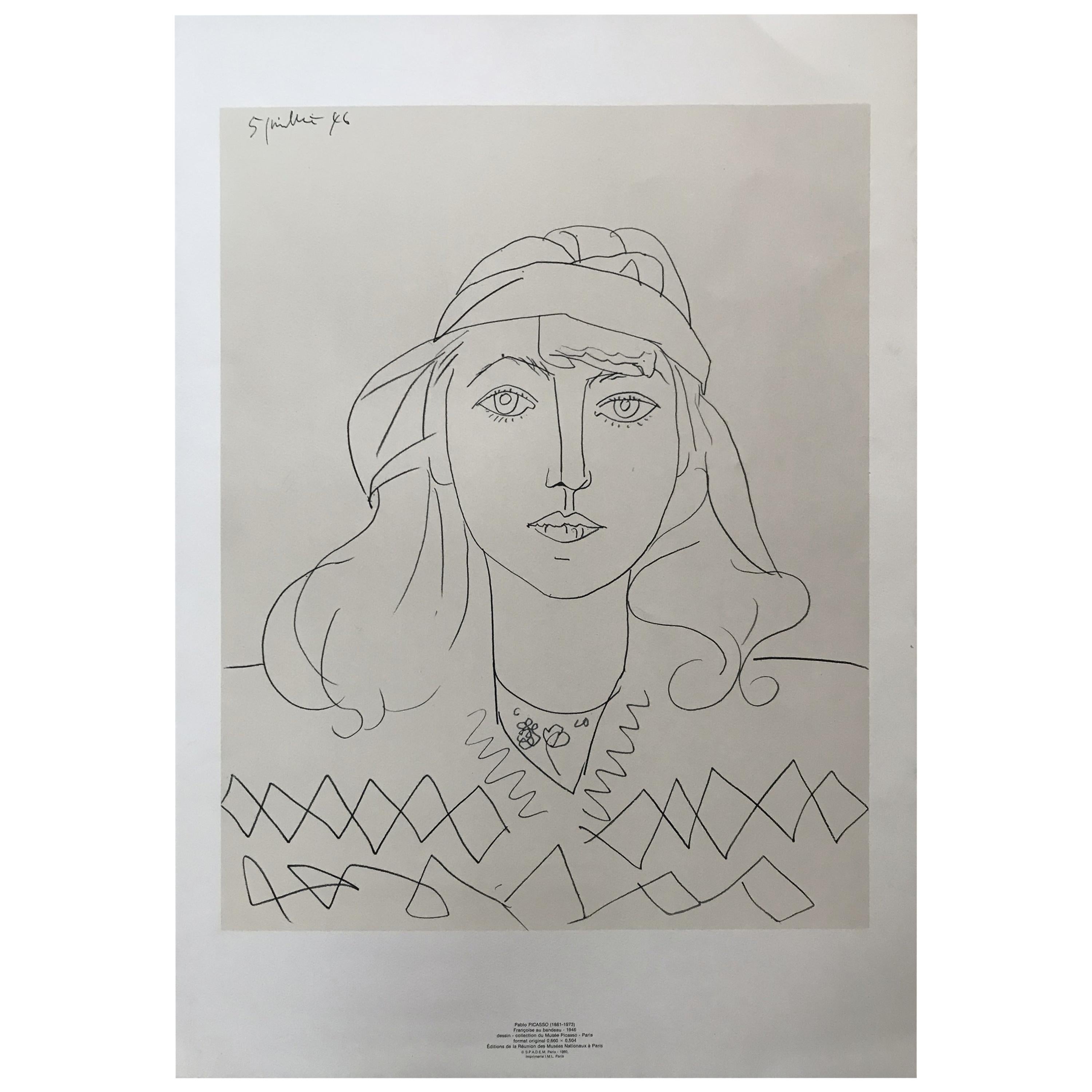 Lithograph of a Woman Portait by Pablo Picasso