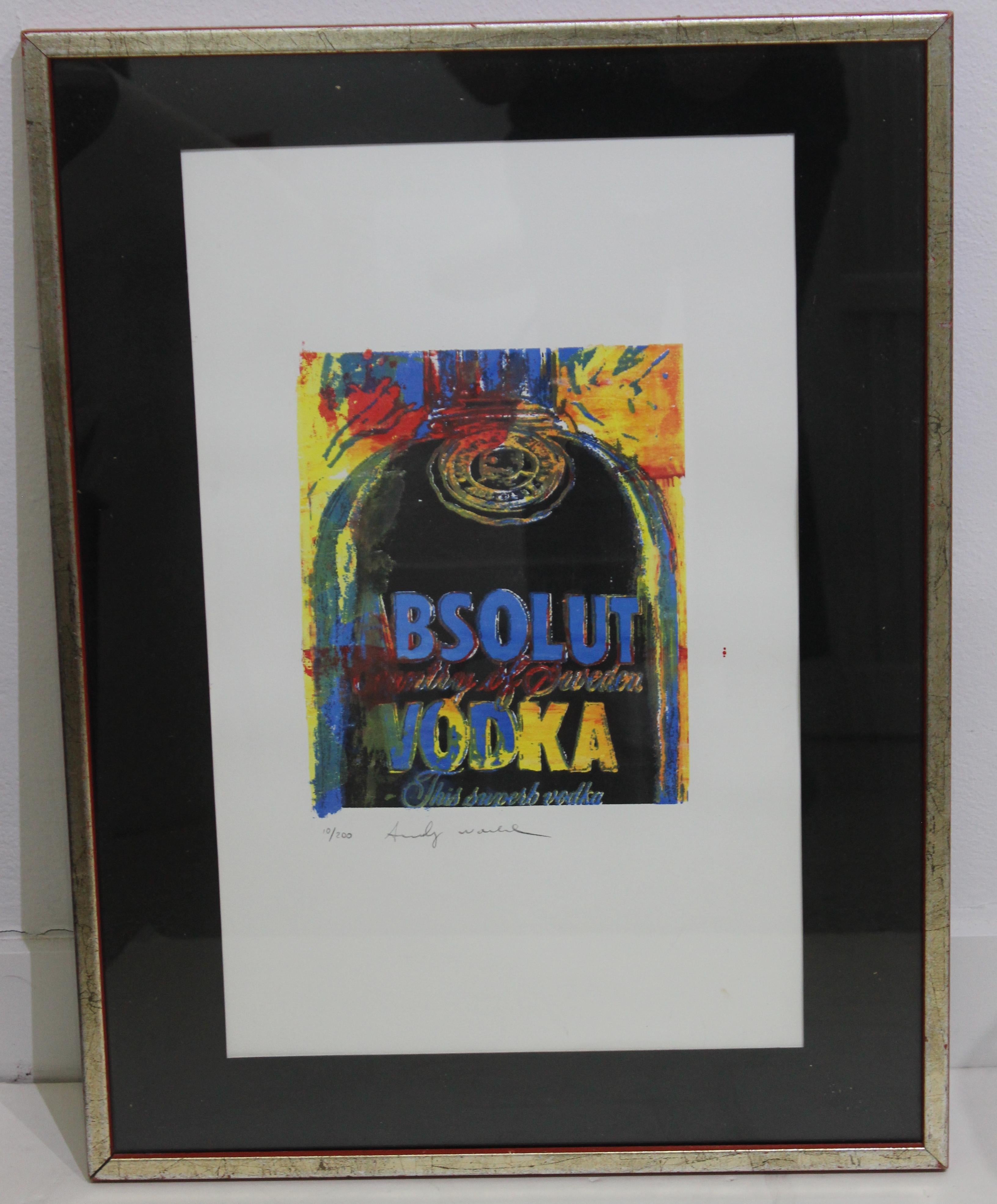 Lithograph of Absolute Vodka by Andy Warhol In Good Condition For Sale In West Palm Beach, FL