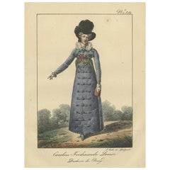 Lithographie de la princesse italienne Marie-Caroline de Bourbon-Sicile, 1820