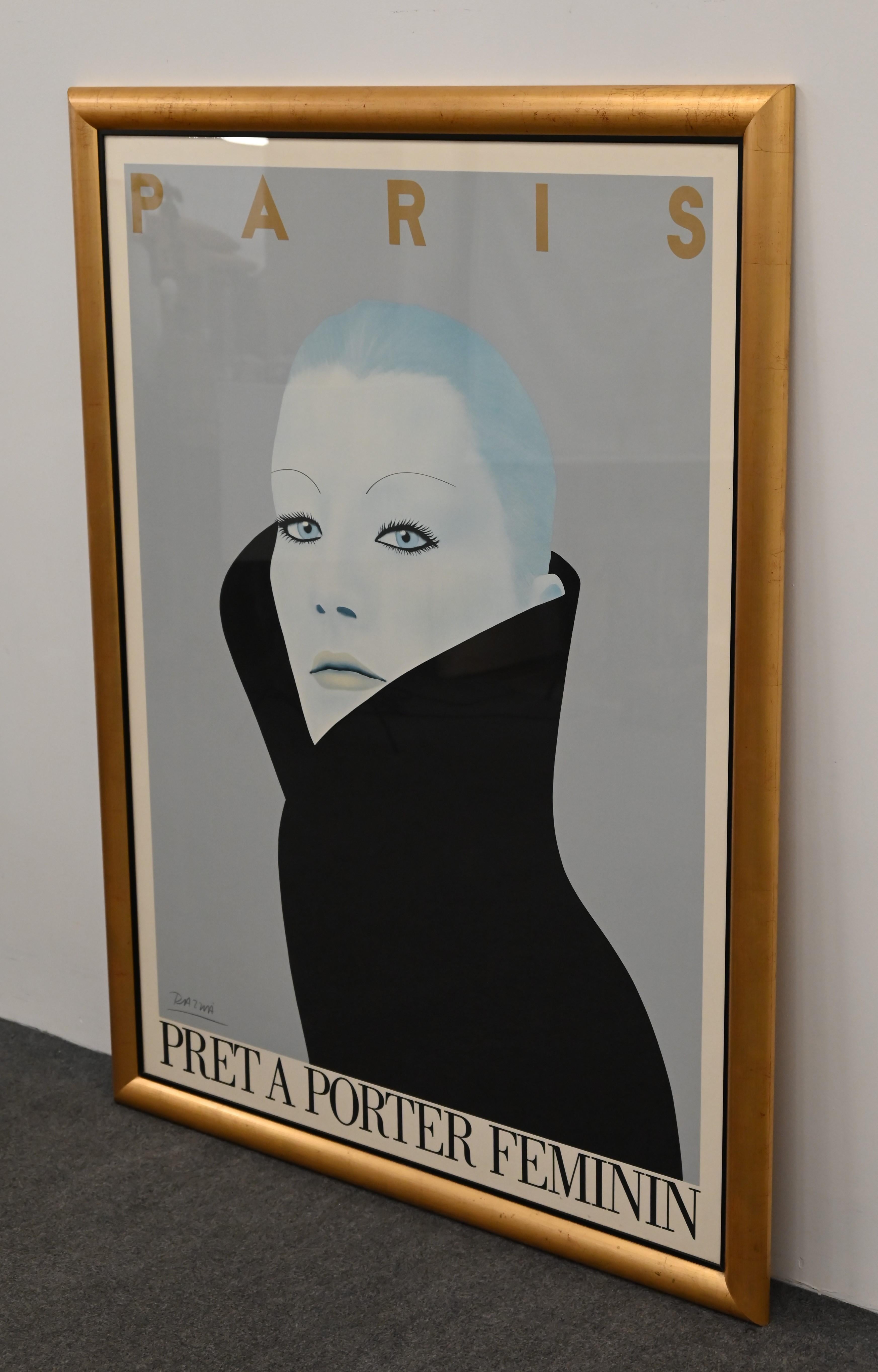 Mid-Century Modern Lithograph of Pret a Porter Feminin by Gerard Razzia, 1980s For Sale