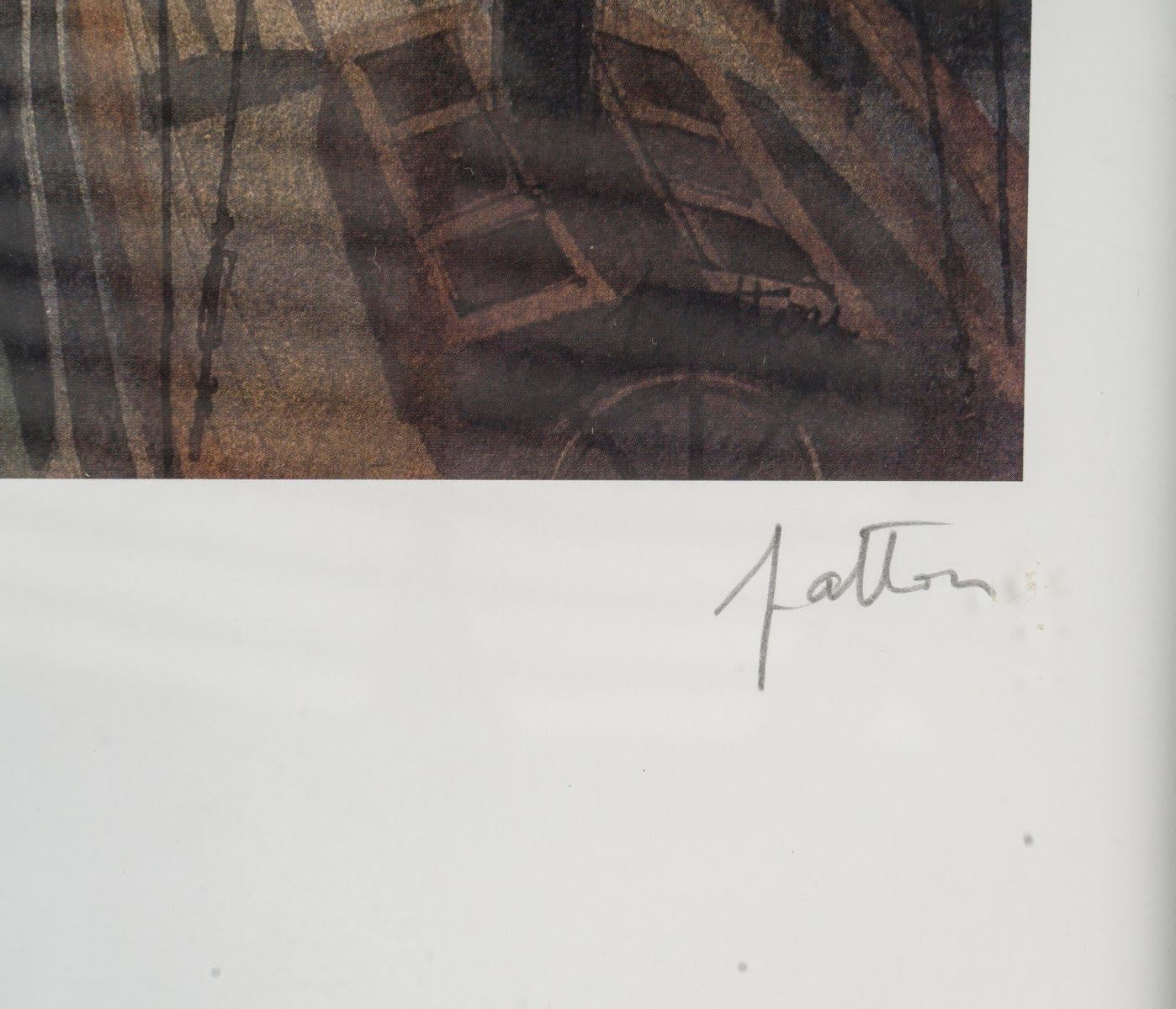 Litografía de Saint Tropez, Senequier, firmada, enmarcada bajo cristal, 1990. Vidrio en venta