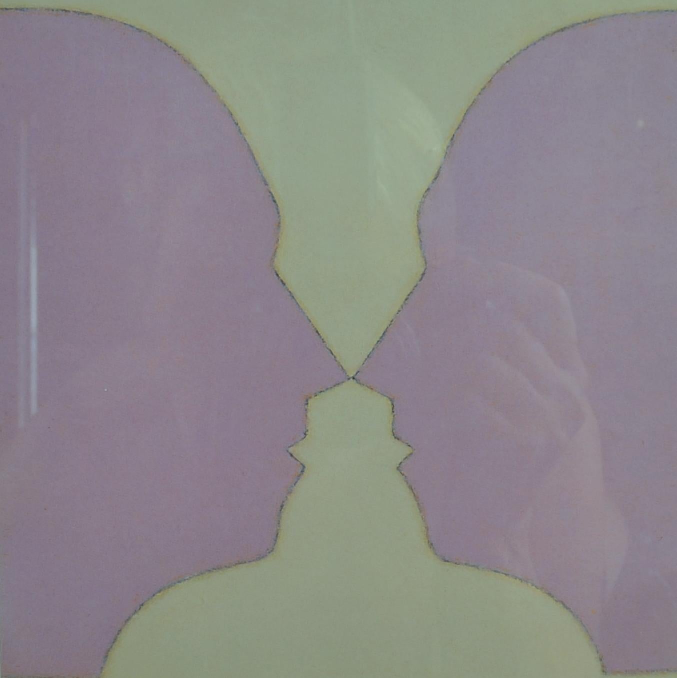 Modern Lithograph of Silhouette Faces by Beate Selzer For Sale