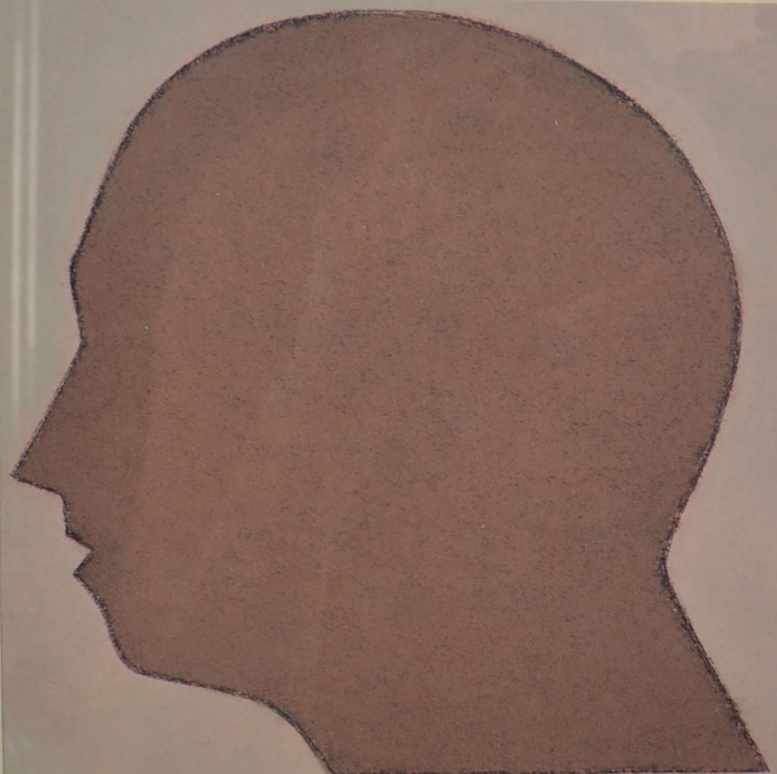 European Lithograph of Silhouette Faces by Beate Selzer For Sale