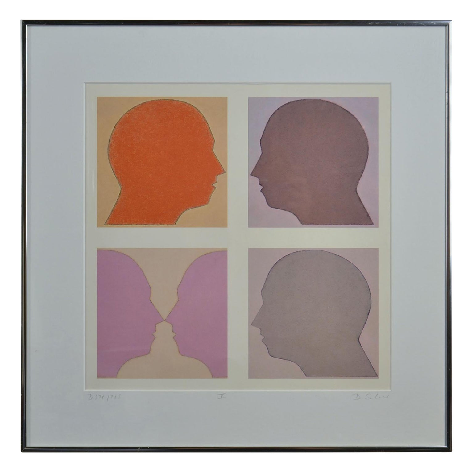 Lithographie des visages de Silhouette par Beate Selzer