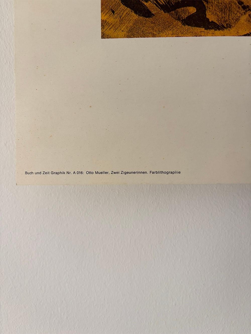 Lithographie des Kunstwerks Zwei Zigeuner von Otto Mueller im Zustand „Gut“ im Angebot in Rümmingen, BW