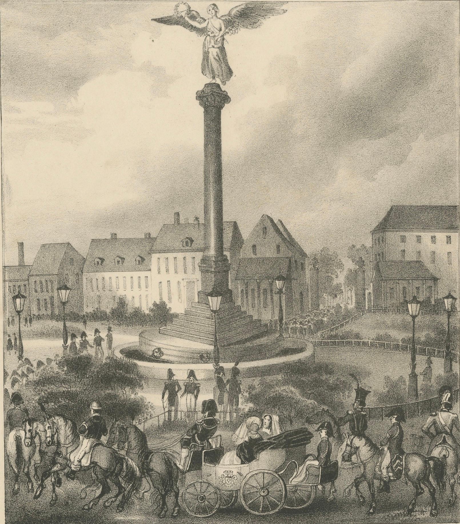 Lithograph of the Peace Column in Berlin (Belle-Alliance-Platz), ca. 1860 For Sale 1