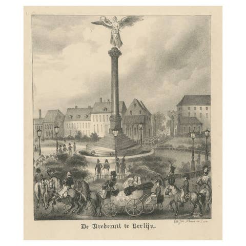 Lithograph of the Peace Column in Berlin (Belle-Alliance-Platz), ca. 1860