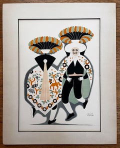 Lithographie von „The Umbrella Men from Dances of Mexico“ von Carlos Merida, 1939