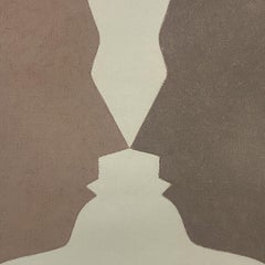 Lithograph of Two Silhouette Faces by Beate Selzer