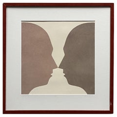 Vintage Lithograph of Two Silhouette Faces by Beate Selzer