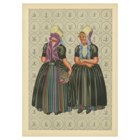Lithograph of Walcheren Women’s Daily Dress with Bonnets and Beuk, ca. 1860–1890