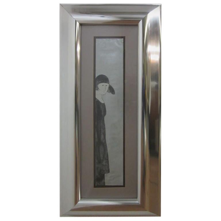 Lithograph of Woman by Stephen White Titled 'Visitor'