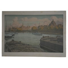 Lithographie sur papier de Chine de Henri Rivière *Paysages Parisiens*.