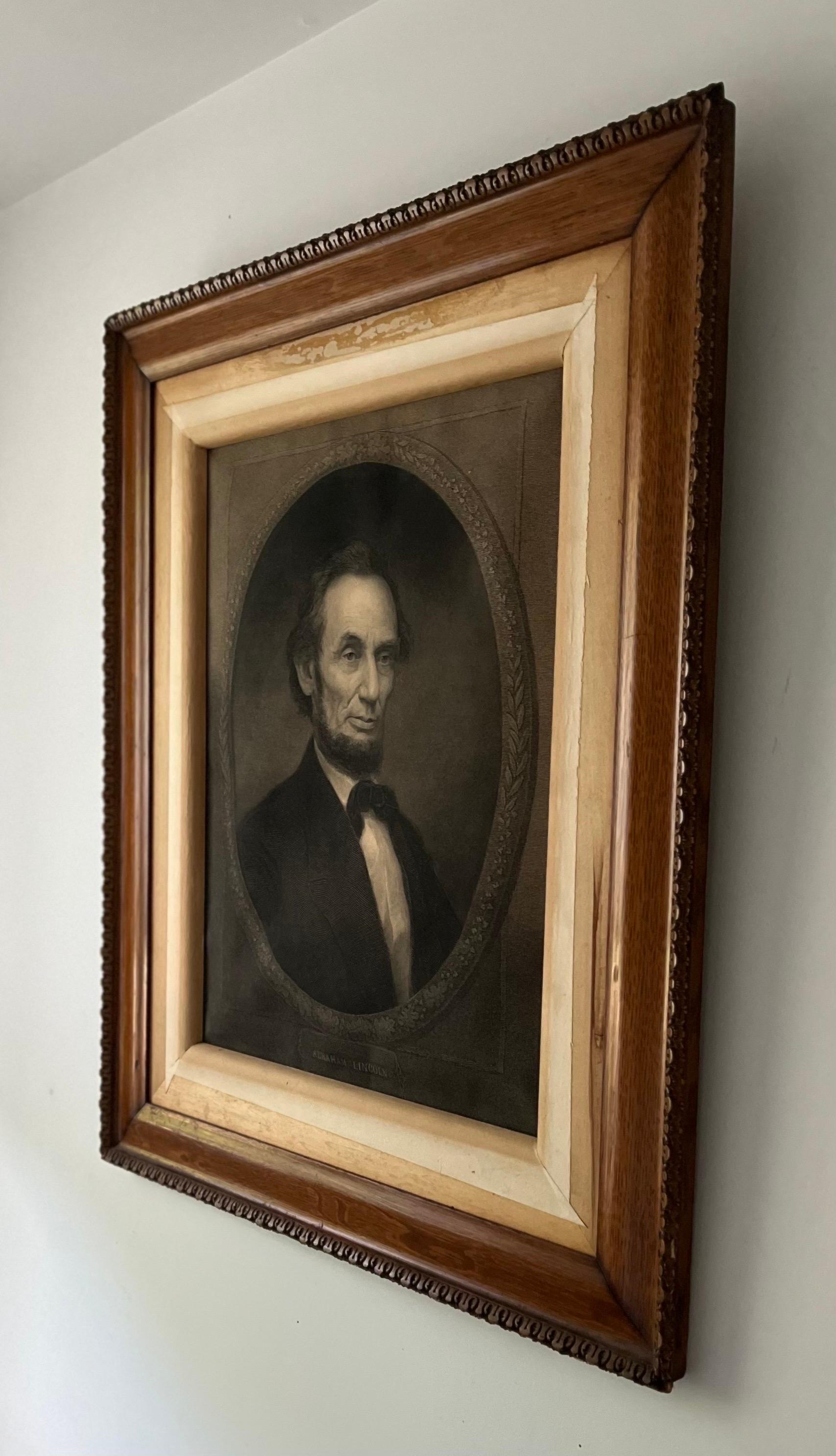 Classico americano Litografia Ritratto di Abraham Lincoln di William E. Williams, 1866 in vendita