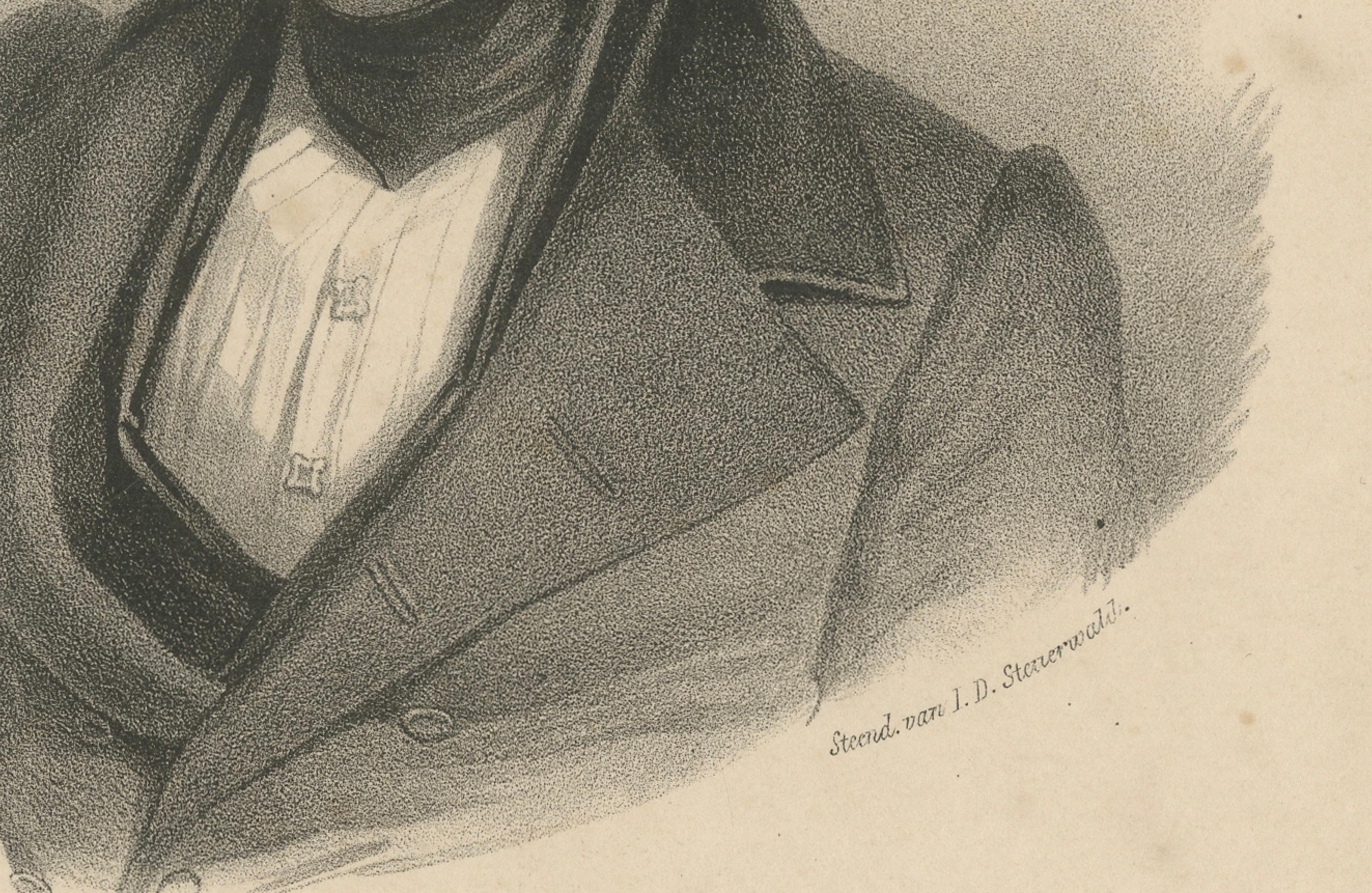 italien Portrait lithographique du théologien David Friedrich Strauß par Steuerwaldt, c.1860 en vente