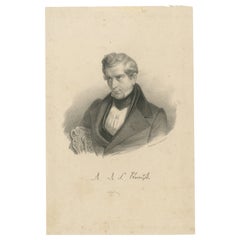 Portrait lithographique du théologien David Friedrich Strauß par Steuerwaldt, c.1860