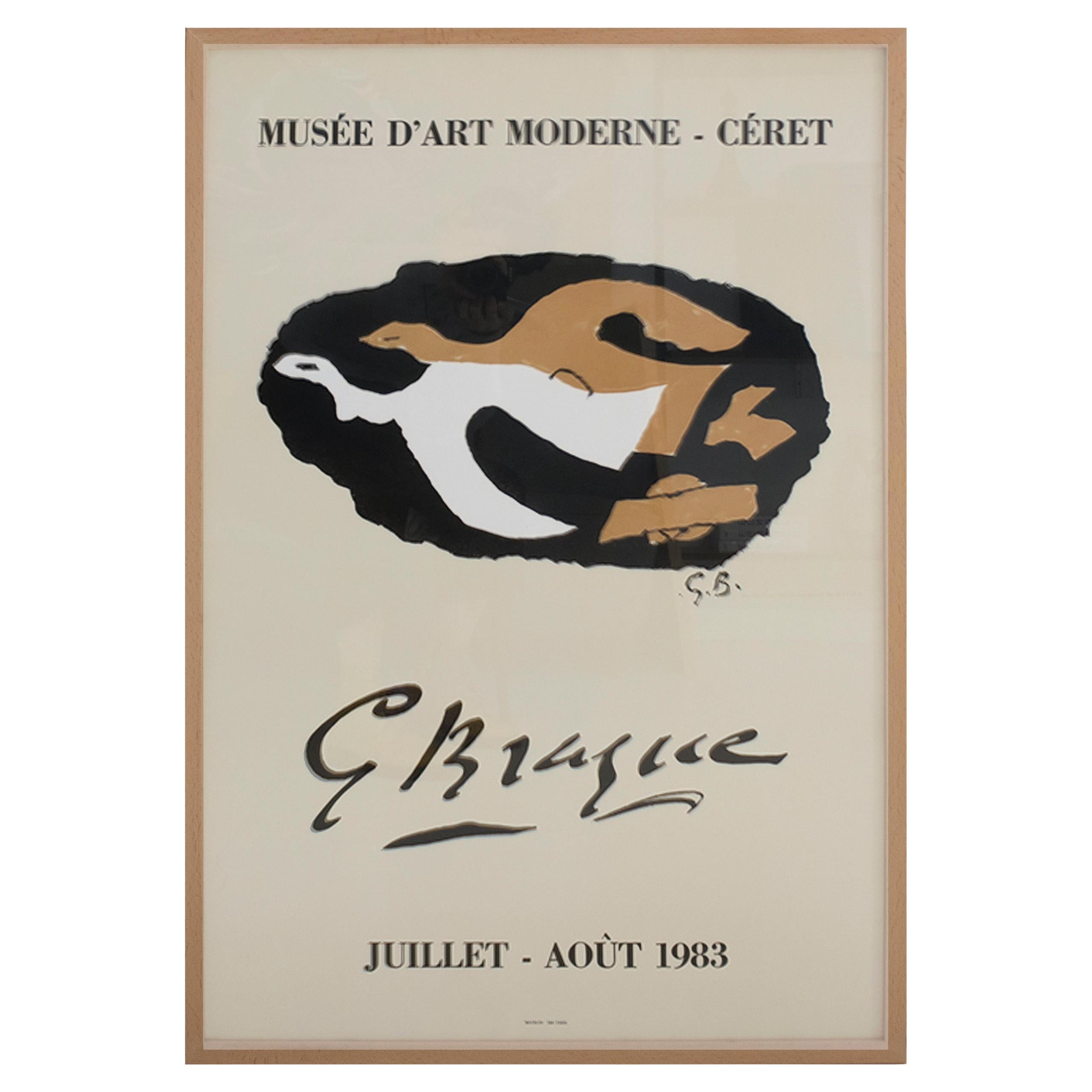 Lithograph Poster by Georges Braque, Musée D'art Moderne- Céret, France, 1983 For Sale