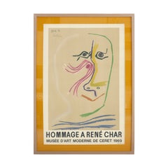 Lithograph Poster of Pablo Picasso, Hommage a René Char, France, 1969