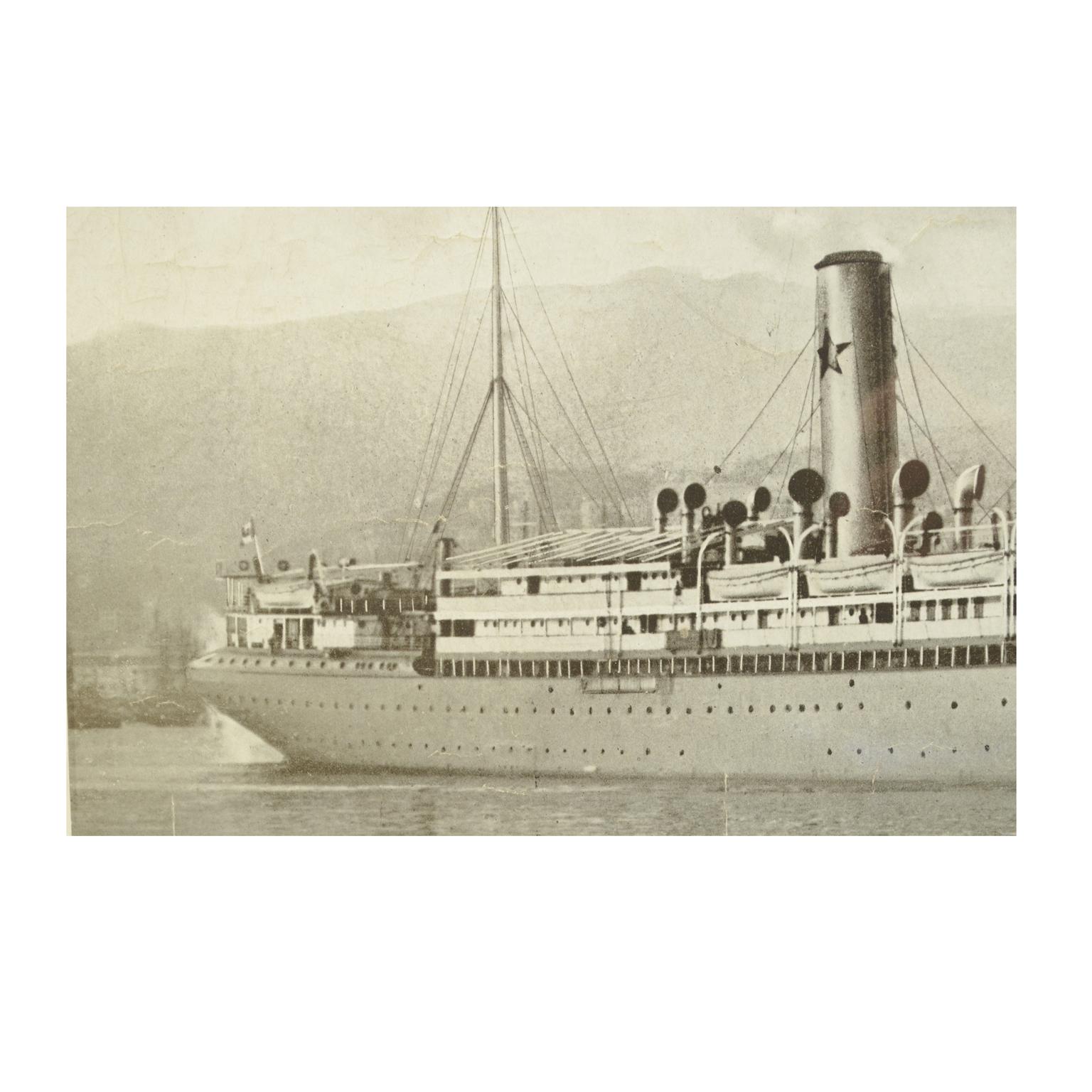 Mid-20th Century 1930s Antique Nautical Print Depicting Oceania ship by Adolfo Barabino Genova  For Sale