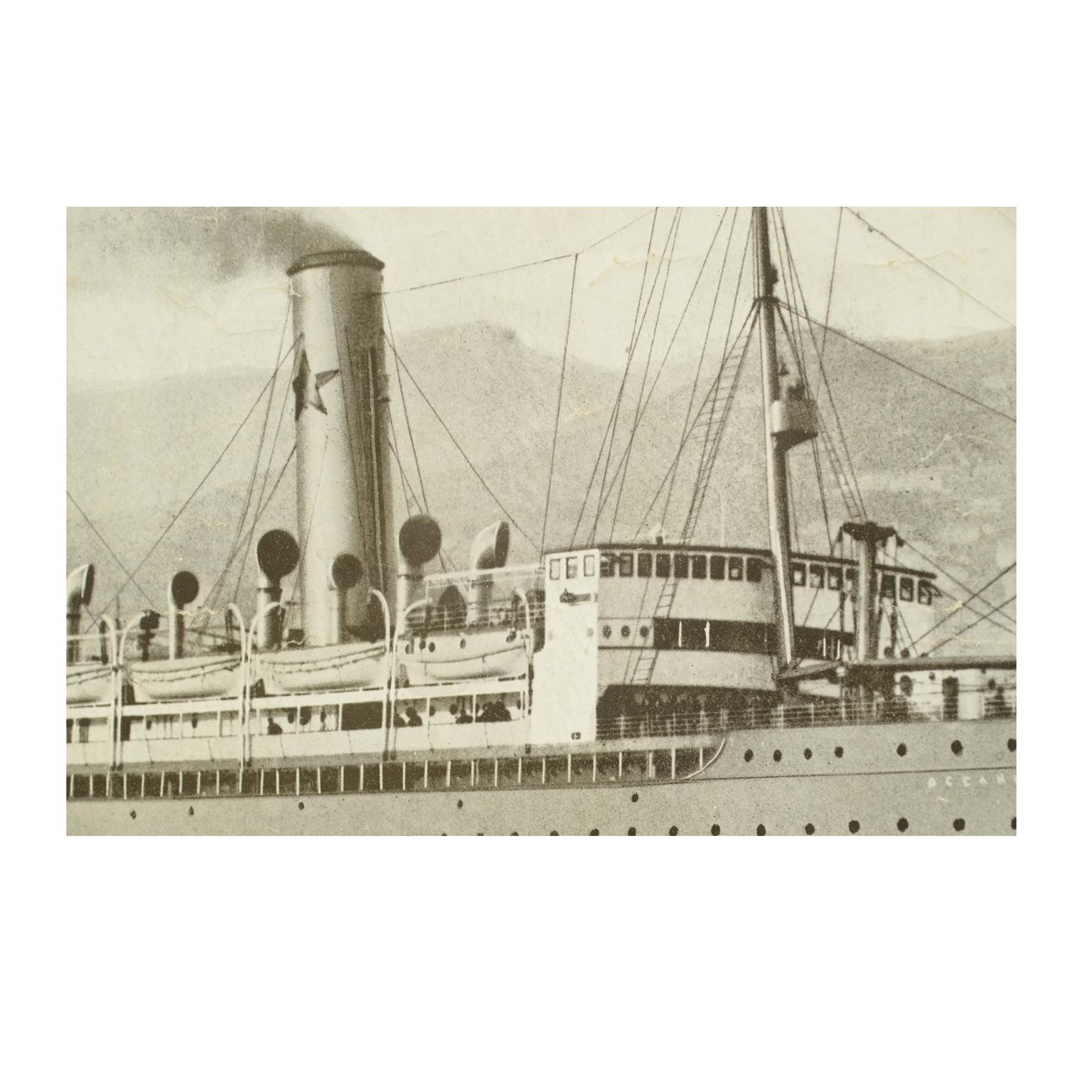1930s Antique Nautical Print Depicting Oceania ship by Adolfo Barabino Genova  For Sale 1