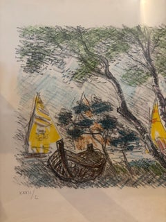 Litografía 'Sails' de Michele Cascella Años 60