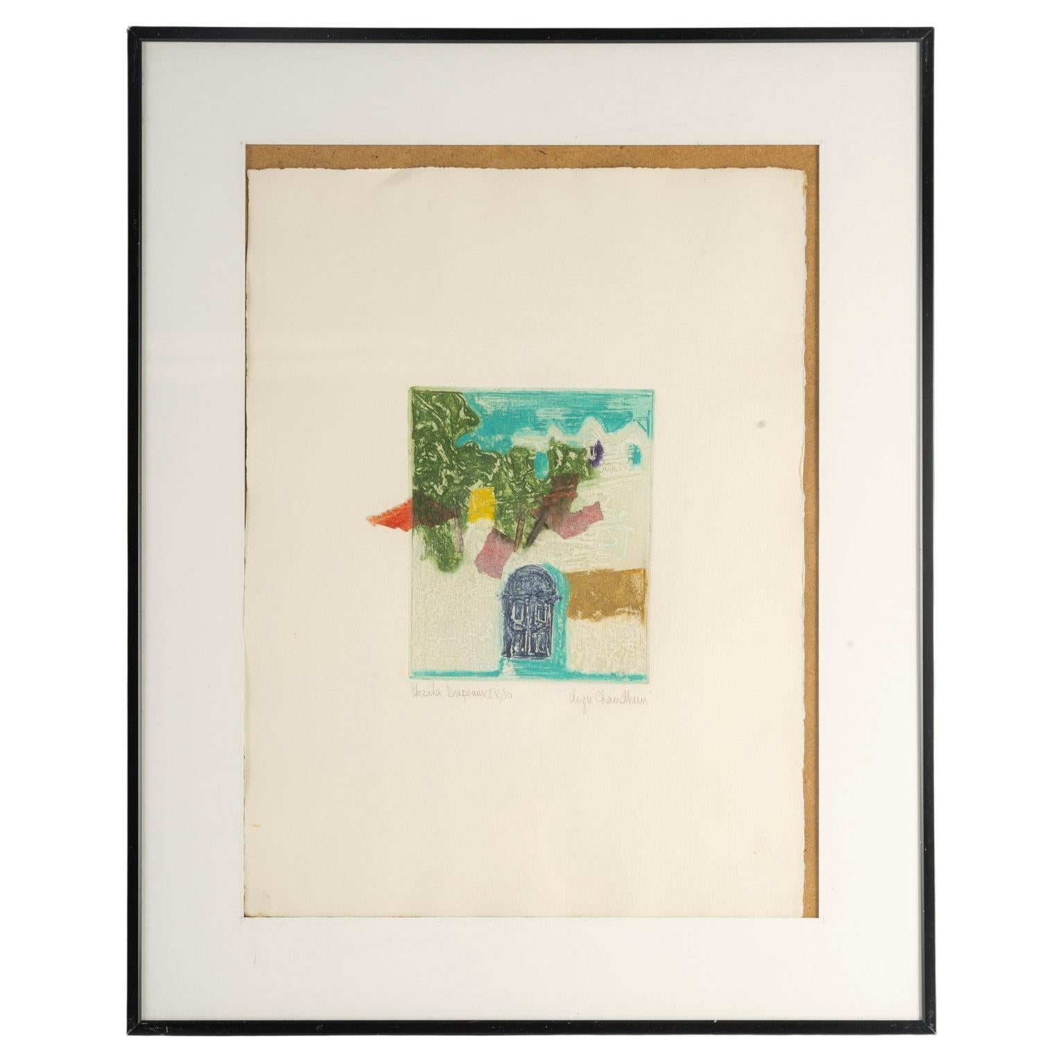Lithograph, signed and framed, 20th century.