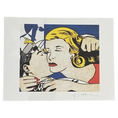 Retro Lithograph  « the Kiss  » Roy Lichtenstein