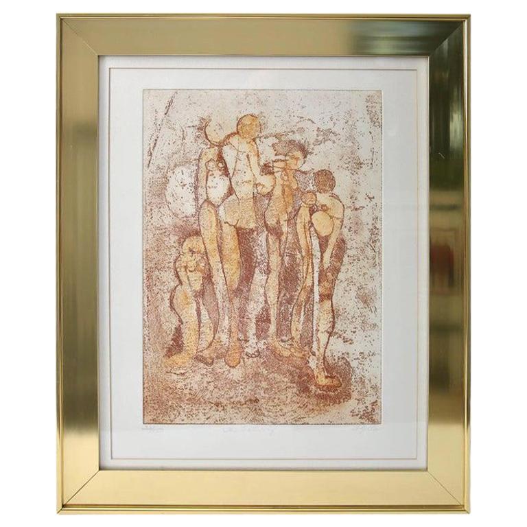 Lithograph Titled "The Gathering" by B. Zeller For Sale