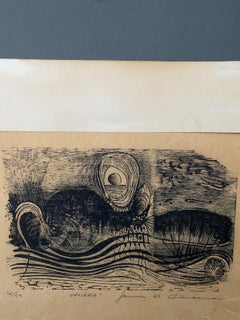 Lithograph titled “VALLERIE” Surrealist landscape