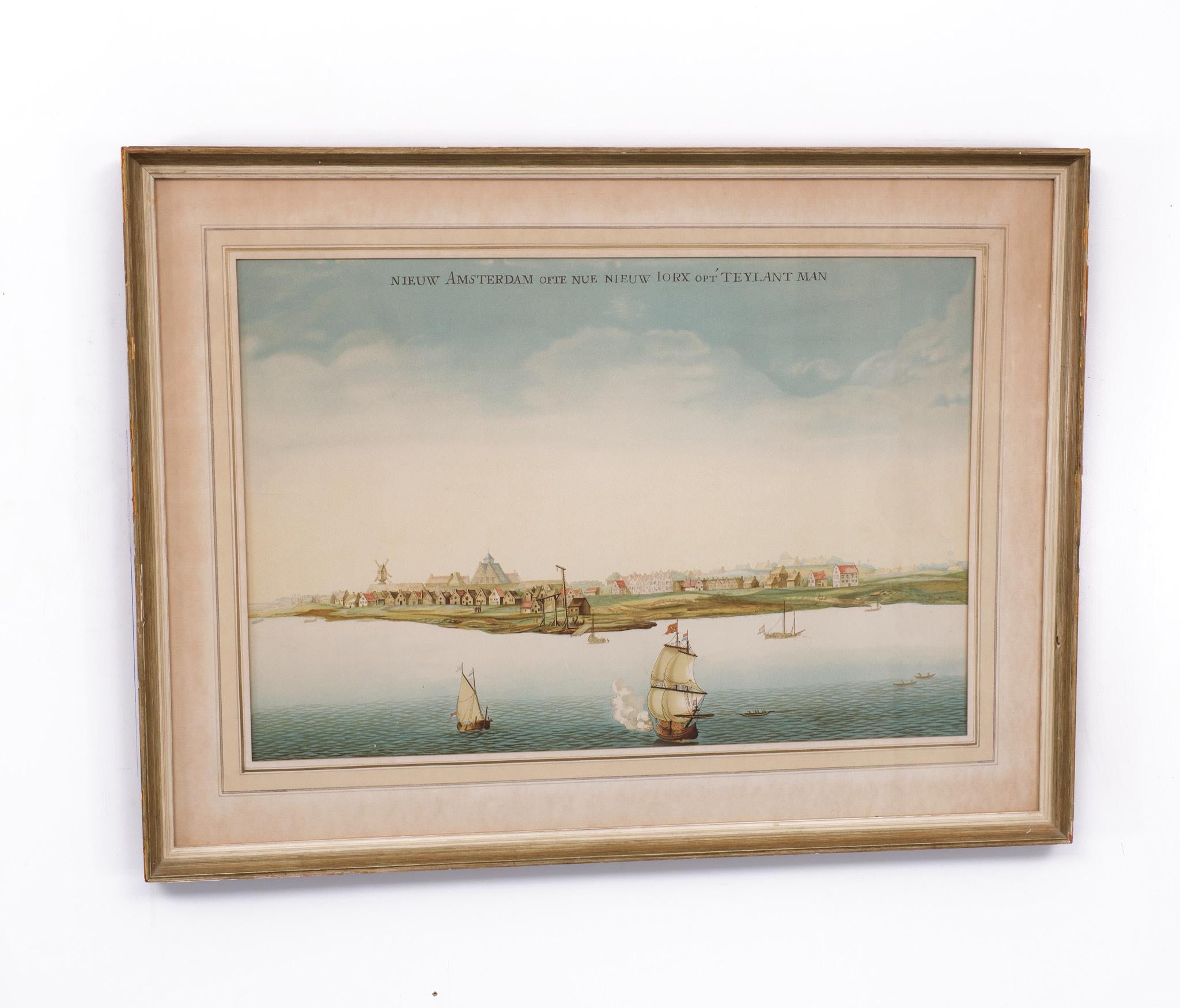 Dutch Lithograph View on  Nieuw Amsterdam  J . Vingboons 1660s  For Sale
