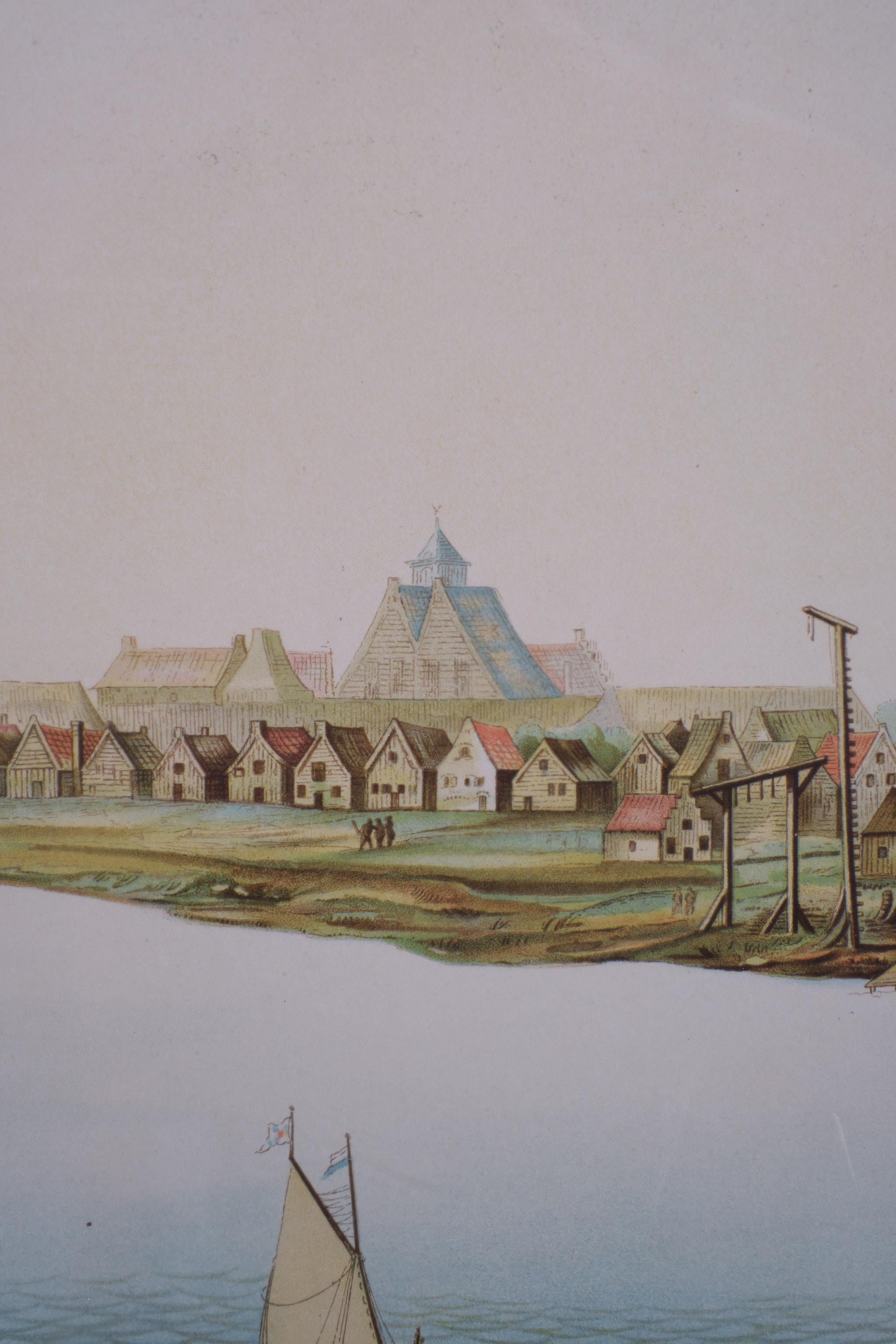 Mid-17th Century Lithograph View on  Nieuw Amsterdam  J . Vingboons 1660s  For Sale