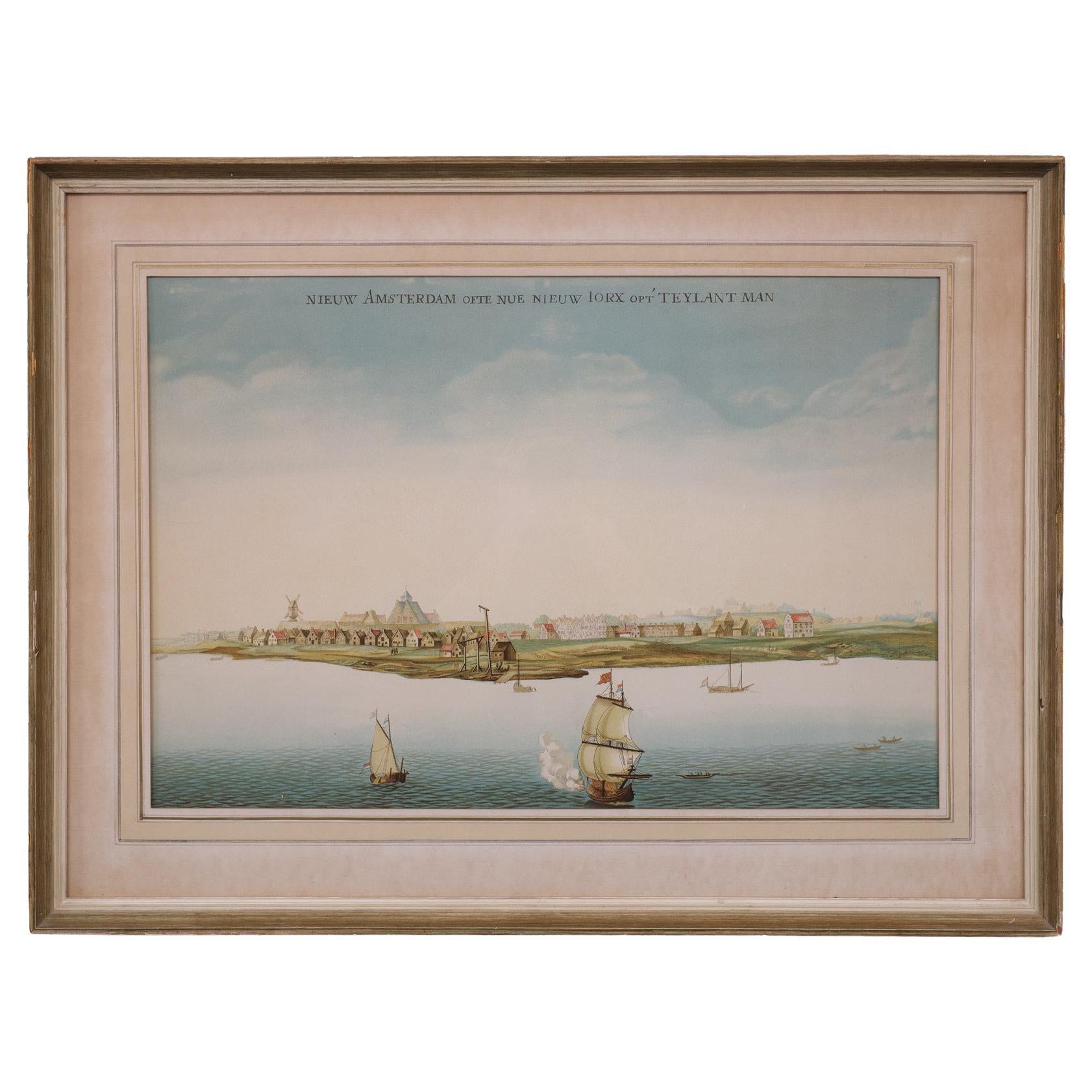 Litografia vista su  Nieuw Amsterdam  J . Vingboons 1660