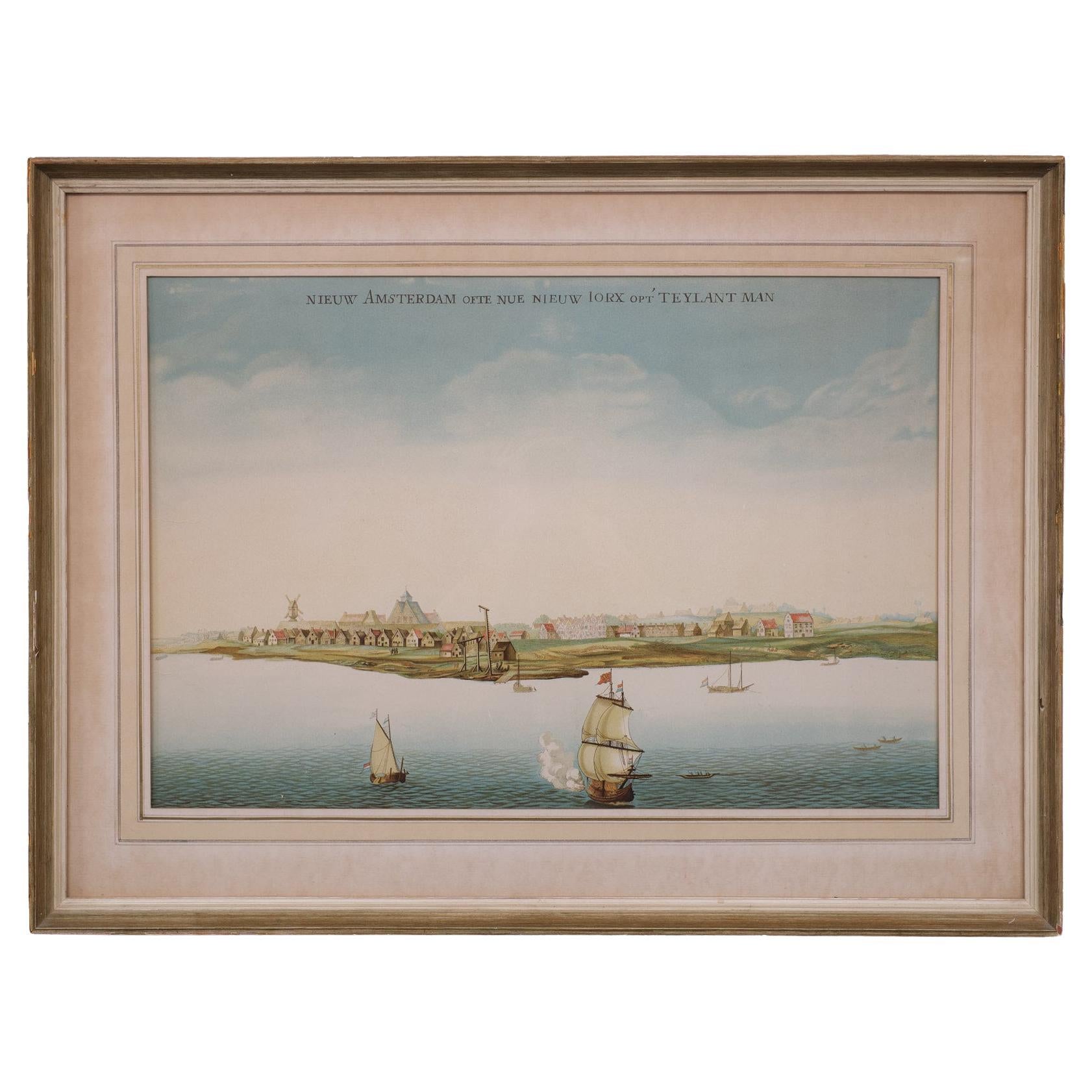 Lithograph View on  Nieuw Amsterdam  J . Vingboons 1660s  For Sale