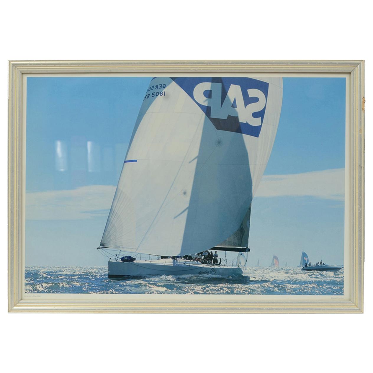 Lithograph with Frame of a Photo by Daniel Forster of 2001 America’s Cup