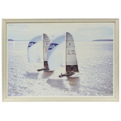 Lithograph with Frame of a Photo by Ivor Wilkins of 2001 Hauraki Gulf, Auckland