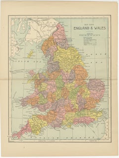 Lithographed Antique Map of England and Wales