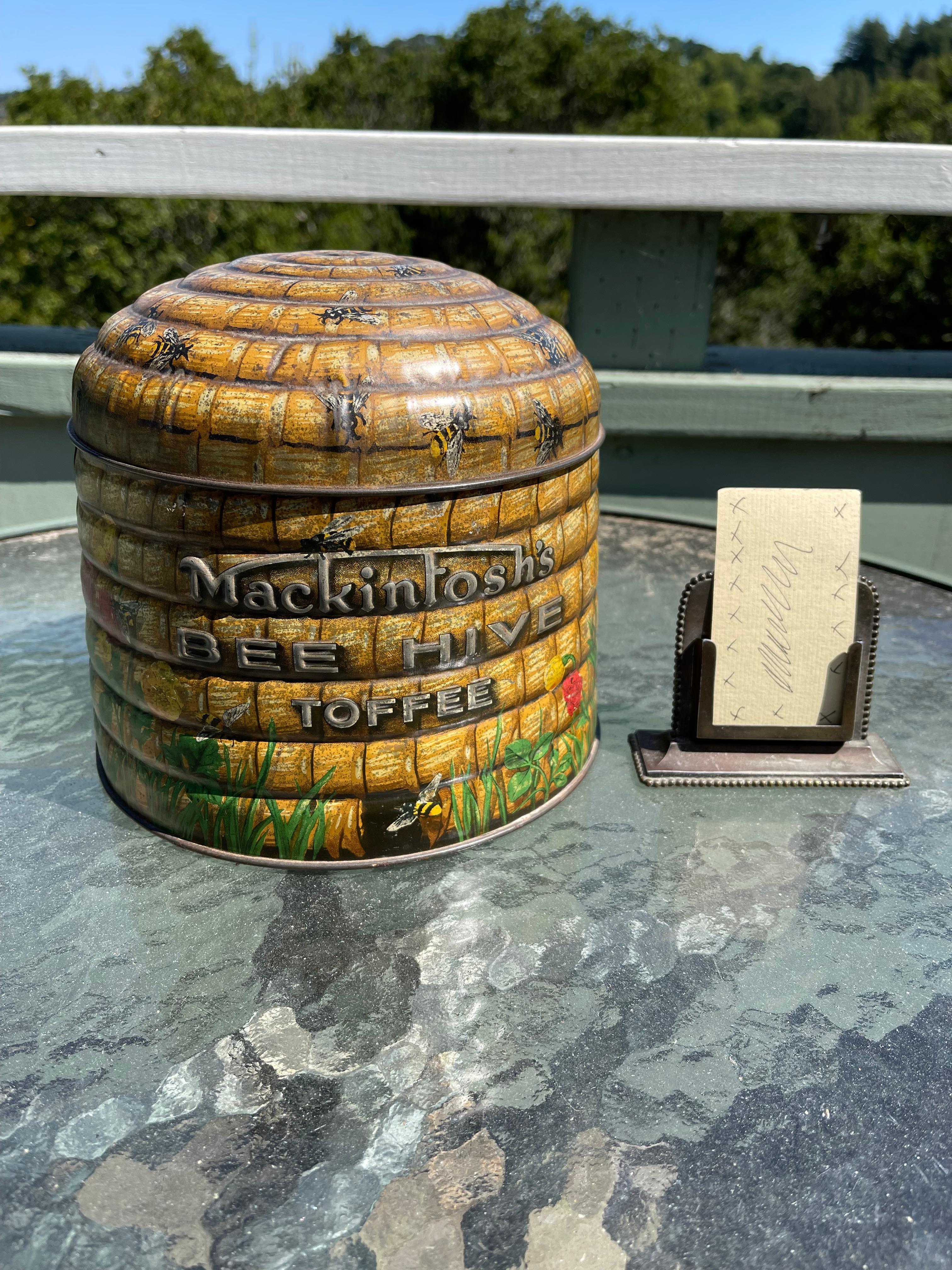 Lithographed Tin Canister, Mackintosh Bee Hive Toffee, English ca. 1920's 1