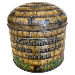 Lithographed Tin Canister, Mackintosh Bee Hive Toffee, English ca. 1920's